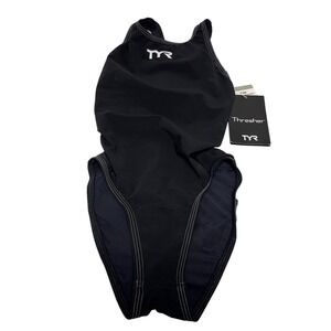 TYR Women's Thresher Baja Open Back - Black Size 22‎ NEW TAGS NWT BLACK SWIMSUIT